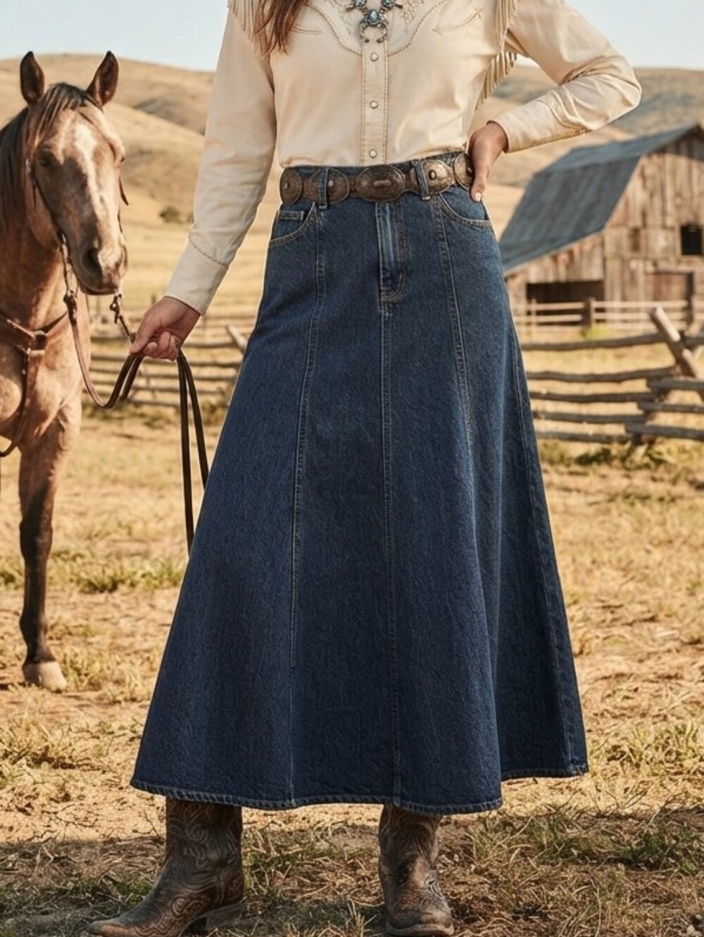 Levi’s Maxi Denim Skirt Size 24 NWT Dark Wash A Line Western Cowboy Y2K